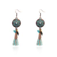 Fashion Fringe Boucles d'oreilles, alliage de zinc, Plaqué de couleur de cuivre antique, Vintage & Style bohème & pour femme, protéger l'environnement, sans nickel, plomb et cadmium, 20x80mm, Vendu par paire