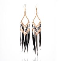 Mode fjer ørering, Zinc Alloy, med Feather, Vintage & mode smykker, flere farver til valg,  12cm, 2pc'er/Bag, Solgt af Bag