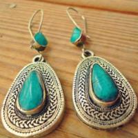 Turquoise Earring Zinc Alloy with turquoise fashion jewelry silver color Sold By Pair