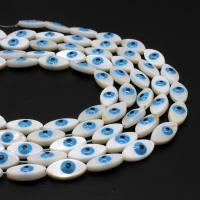 Mode Evil Eye Schmuck Perlen, Muschel, Ellipse, DIY, blau, 14*7*4mm, verkauft von Strang