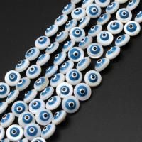 Perline gioielli di moda dell'occhio diabolico, conchiglia, Cerchio, DIY, blu, 8*8*5mm, Venduto da filo