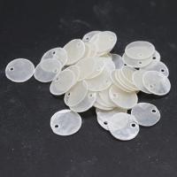 Natural White Shell Riipukset, Kuori, Pyöreä, tee-se-itse, valkoinen, 12mm, Reikä:N. 1mm, 100PC/laukku, Myymät laukku