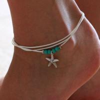 Sinc Alloy Anklet, le turquoise, jewelry faisin, airgid, 24cm+5cm, Díolta De réir Snáithe