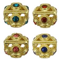 Hollow Brass Beads gold color plated micro pave cubic zirconia Approx 2.5mm Sold By Lot