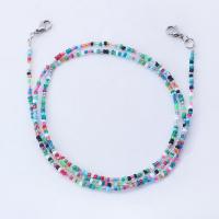 Zinc Alloy Glasses Chain with Seedbead silver color plated for woman multi-colored nickel lead & cadmium free Length Approx 29.5 Inch Sold By Bag