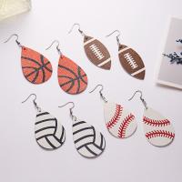 Brass Drop Earring with PU Leather fashion jewelry Sold By Pair