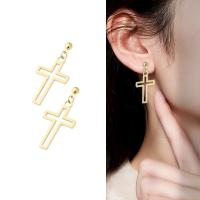 Cruach dhosmálta Buail Earring, Cross, dath an óir plated, do bhean, 35mm, Díolta De réir Péire