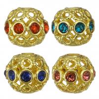 Holle Brass Beads, Messing, gold plated, micro pave zirconia, meer kleuren voor de keuze, 9x7.5x9mm, Gat:Ca 2.5mm, 20pC's/Lot, Verkocht door Lot