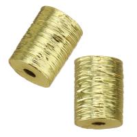 Messing Spacer Kralen, Kolom, gold plated, nikkel, lood en cadmium vrij, 6x8x6mm, Gat:Ca 1mm, 50pC's/Lot, Verkocht door Lot