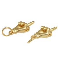 Messing Schmuck Anhänger, Hand, plattiert, DIY, goldfarben, 15*6*4mm, 10PCs/Tasche, verkauft von Tasche