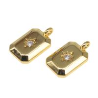 Kubik Zirkonium mikro bana Mässing hängande, Rektangel, plated, DIY & micro bana cubic zirconia, gyllene, 15*9*2mm, 10PC/Bag, Säljs av Bag