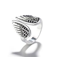 Žalvarinis Cuff Finger Ring, Angel Wing, sidabro spalva padengtas, reguliuojamas & moters & juodinti, nikelio, švino ir kadmio nemokamai, Dydis:6-10, Pardavė PC