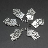 Pendentifs en alliage de zinc, Poker, Placage, DIY, argent, 12*25*2mm, 500sol/sac, Vendu par sac