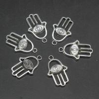 Sinc Alloy Hamsa Pendants, Hand, plátáilte, DIY, airgid, 24*15*2mm, 500G/Mála, Díolta De réir Mála