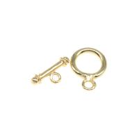 Messing Knebelverschluss, Kreisring, plattiert, DIY, goldfarben, 16*12*2mm,, 10PCs/Tasche, verkauft von Tasche