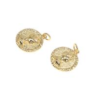 Brass Jewelry Pendants Round plated DIY golden 7*15*3mm Sold By Bag