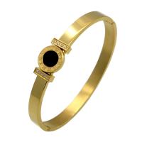 Bracelet en acier inoxydable, Plat rond, Placage, avec chiffre romain & pour femme & avec strass, plus de couleurs à choisir, 12mm, Diamètre intérieur:Environ 58x48mm, Vendu par PC