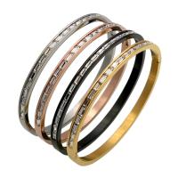 Bracelet en acier inoxydable, Placage, pour femme & avec strass, plus de couleurs à choisir, 5mm, Diamètre intérieur:Environ 58x49mm, Vendu par PC