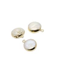 Freshwater Pearl Pendants with Brass gold color plated DIY white Sold By PC