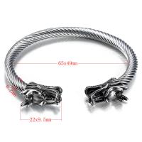 Roestvrij staal Manchet Bangle, met Katoenfluweel, voor de mens & zwart maken, 22x9.5x14mm, 6.2mm, Binnendiameter:Ca 65x49mm, Verkocht door PC