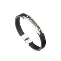 Los hombres de la pulsera y del brazalete, acero inoxidable, con cordón de cuero, Joyería, Negro, Vendido por Sarta