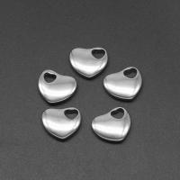 Acier inoxydable Coeur Pendentifs, moulage sous pression, DIY, argent, 13*15*4mm, 100PC/sac, Vendu par sac