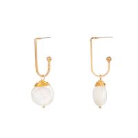 Zinc Alloy Oorbellen, met Plastic Pearl, gold plated, voor vrouw, nikkel, lood en cadmium vrij, 18x55mm, Verkocht door pair