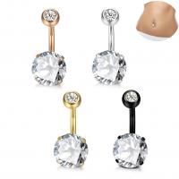 Rostfritt stål magen ring, ROSTFRITT STÅL, plated, micro bana cubic zirconia, fler färger för val, 21mm, 10PC/Lot, Säljs av Lot