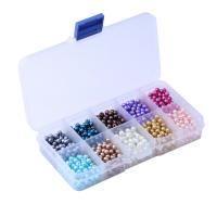 Glas perle perler, med Plastboks, Rektangel, ovntørrende lak, du kan DIY, 128x65x22mm, 1000pc'er/Box, Solgt af Box