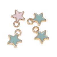 Sinc Alloy cruan Pendants, Star, plátáilte, DIY, dathanna measctha, 8*7*1mm, 100ríomhairí pearsanta/Mála, Díolta De réir Mála