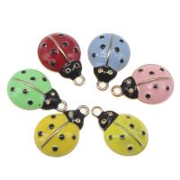 Zinc Alloy émail Pendants, alliage de zinc, coccinelle, Placage, différentes couleurs et motifs pour le choix & DIY, plus de couleurs à choisir, 25*15*5mm, 100PC/sac, Vendu par sac