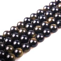 Gemstone šperky Korálky, Gold Obsidian, Kolo, lesklý, DIY & různé velikosti pro výběr, Prodáno za Cca 15.7 inch Strand