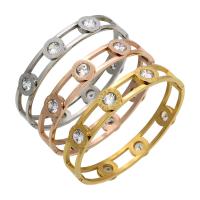 acier inoxydable bracelet ordinaire, Placage, avec chiffre romain & pour femme & avec strass, plus de couleurs à choisir, Diamètre intérieur:Environ 58mm, Vendu par PC