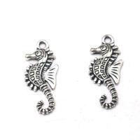 Sinc Alloy Pendants, Seahorse, jewelry faisin & DIY, airgid, 29x16x2.6mm, Díolta De réir PC