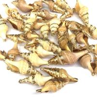 Naturlig Trumpet Shell Pendler, Conch, du kan DIY, gylden, 10*30-15*40mm, Solgt af PC