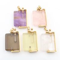 Cristal naturel Collier de bouteille de parfum, avec laiton, Placage de couleur d'or, différents matériaux pour le choix & chaîne ovale & pour femme, plus de couleurs à choisir, 25x42mm, Vendu par Environ 19.7 pouce brin