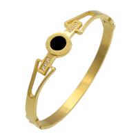 Roestvrij staal Bangle, met Black Shell, plated, met Romeinse cijfer & voor vrouw & met strass, meer kleuren voor de keuze, 11mm, 9mm, 5mm, Verkocht door PC