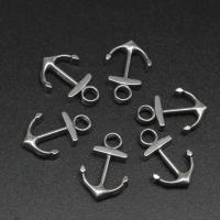 Nerezová ocel Šperky Přívěsky, Nerez, Kotva, die-casting, DIY, stříbro, 18*11*3mm, 100PC/Bag, Prodáno By Bag