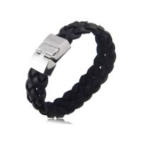 Rundsleder armbanden, Kunstleer, met Roestvrij staal, geweven patroon & voor de mens, meer kleuren voor de keuze, 19mm, 8mm, Verkocht door PC