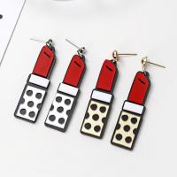 Acrylic Jewelry Earring Resin Lipstick plated fashion jewelry & for woman Sold By Pair