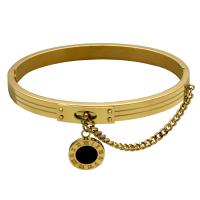 Roestvrij staal armbanden, met Black Shell, Rond plat, plated, met Romeinse cijfer & voor vrouw, meer kleuren voor de keuze, 12mm, 6mm, 2.5mm, Binnendiameter:Ca 58x48mm, Verkocht door PC