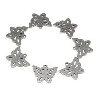 Stainless Steel Animal Pendants Butterfly plated DIY silver color 12*15*1mm Sold By Bag