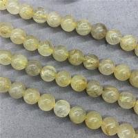 Rutilated Quartz Bead, Runde, poleret, forskellig størrelse for valg, Solgt Per Ca. 15 inch Strand