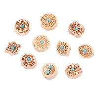 Perles en bois, Buis, gravé, DIY & styles différents pour le choix, plus de couleurs à choisir, 10PC/sac, Vendu par sac