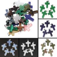 Gemstone Pendants Jewelry Cross polished DIY 36*18*6mm Sold By Bag