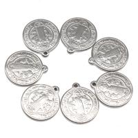 Bijoux pendentifs en acier inoxydable , Rond, poli, DIY, argent, 18*16*2mm, 100PC/sac, Vendu par sac