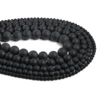 Natural Black Agaat kralen, Zwarte Agaat, Ronde, DIY & verschillende grootte voor keus & frosted, zwart, Per verkocht Ca 42 cm Strand