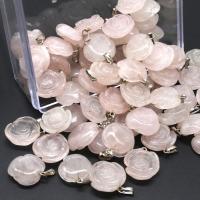 Rose Quartz Hänge, Blomma, polerad, DIY, rosa, 18*7mm, 5PC/Bag, Säljs av Bag