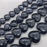 Blue Goldstone Beads, Blauwe zandsteen, Hart, gepolijst, verschillende grootte voor keus, Verkocht door Strand