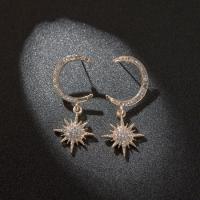 Boucles d'oreilles en alliage de zinc, Lune et Etoile, Placage, bijoux de mode & styles différents pour le choix & pour femme, plus de couleurs à choisir, 45mm, Vendu par paire